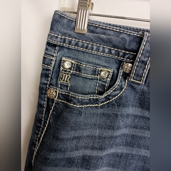 Miss Me Designer Blue Cropped Ankle Jeans with Faded Details(#1,527) - Picture 2 of 8